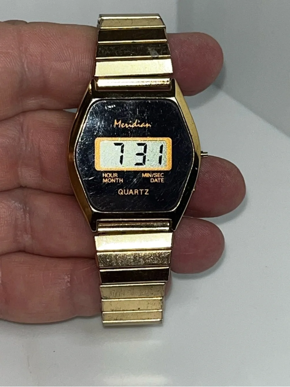 Vintage Meridian Men’s Digital Watch- Twist Flex Band: Works 100% New Battery -